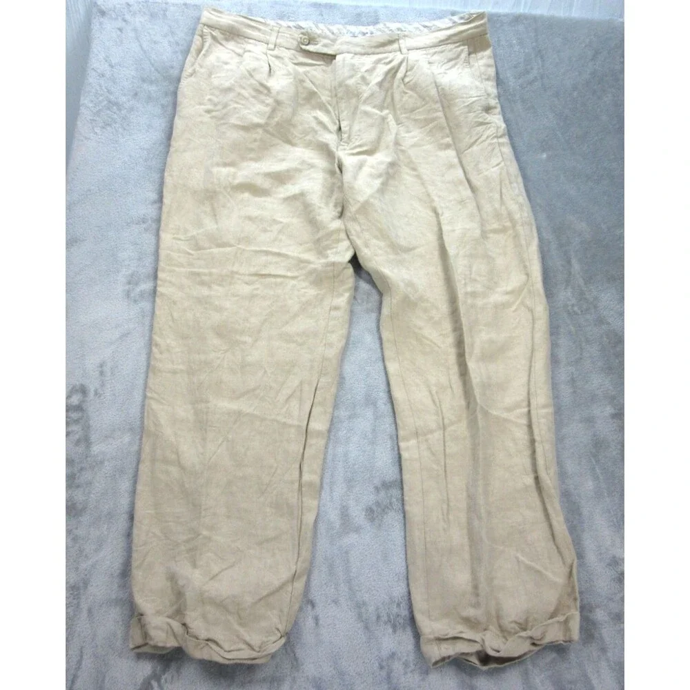 Tommy Bahama Pants Mens 42 (Actual 39 x28.5) Linen Silk Blend Chino Beige